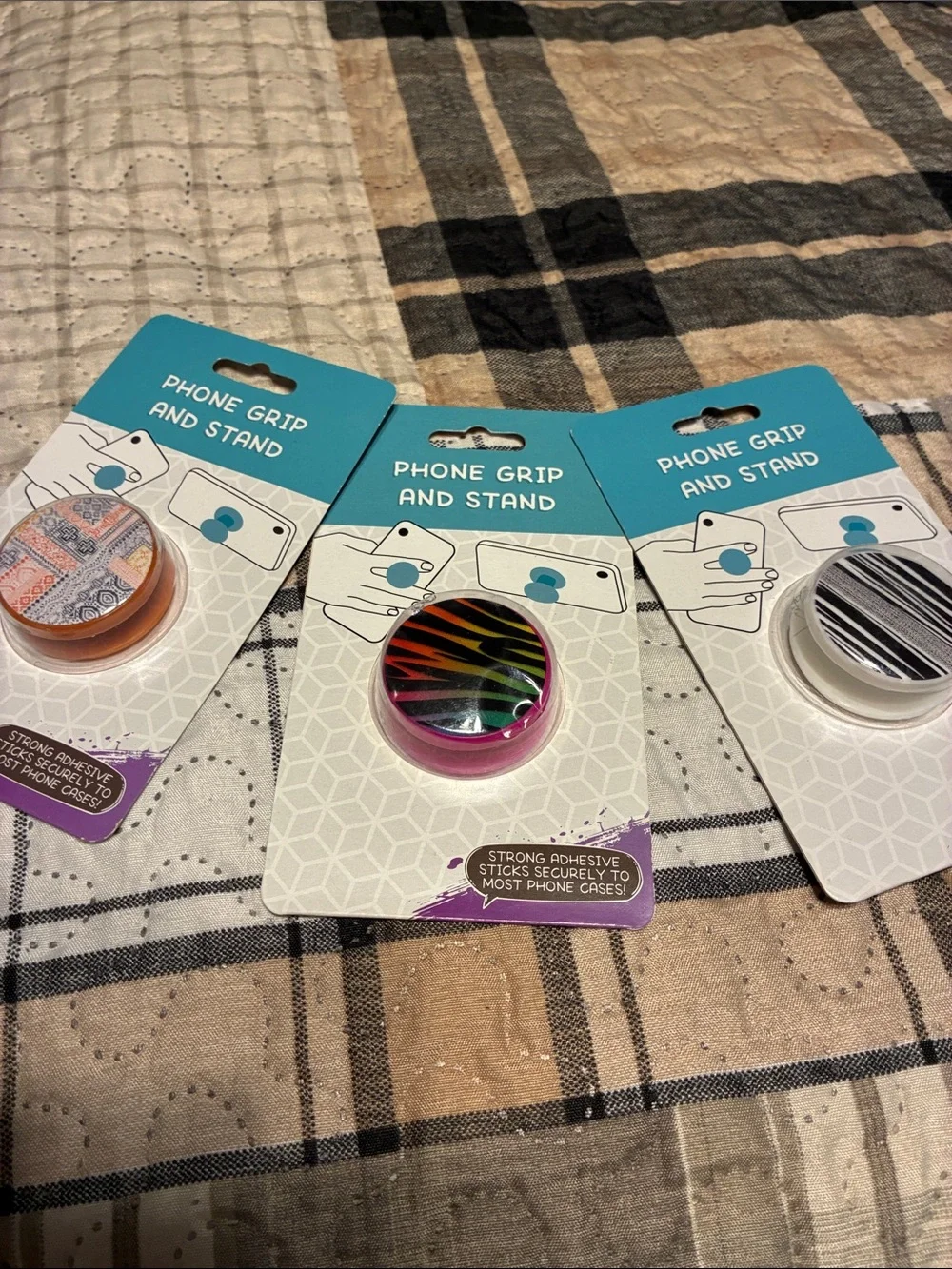 Phone Grip and Stand - Assorted Designs - Blue Accent